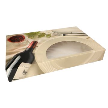Transportne in catering škatle 8 cm x 37,5 cm x 55,5 cm "Burgund" z okencem, dvodelne