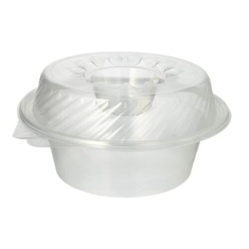 Delikatesne in solatne sklede s pokrovom PP okroglo 1400 ml 11,4 cm x 22 cm x 21,5 cm s prostorčkom za omako