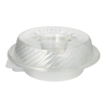Delikatesne in solatne sklede s pokrovom PP okroglo 950 ml 9,2 cm x 22 cm x 21,5 cm s prostorčkom za omako