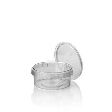 Delikatesne posodice, PP 240 ml Ø 9,5 cm · 5,6 cm prozorna z originalnim zapiralnim pokrovom