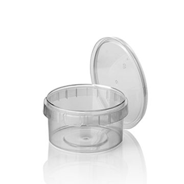Delikatesne posodice, PP 480 ml Ø 11,8 cm · 7 cm prozorna z originalnim zapiralnim pokrovom