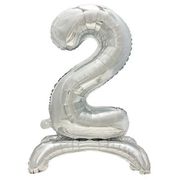 Balon iz folije 73 cm srebrna "2" stehend