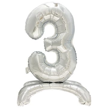 Balon iz folije 73 cm srebrna "3" stehend