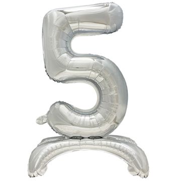 Balon iz folije 73 cm srebrna "5" stehend