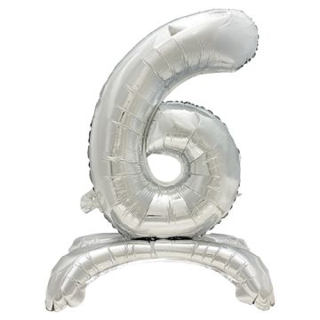 Balon iz folije 73 cm srebrna "6" stehend