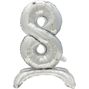 Balon iz folije 73 cm srebrna "8" stehend