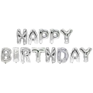 Balon iz folije srebrna "Happy Birthday"