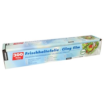 Folija za živila, PVC 300 m x 45 cm s praktičnim varovalnim sistemom rezanja