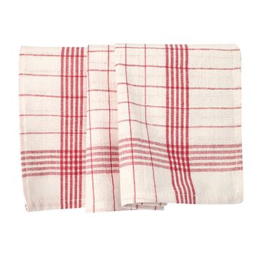 čajnih brisač 70 cm x 50 cm bela/rdeča "Polovično platno"