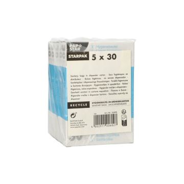 Higienske vrečke 28,5 cm x 8 cm x 7 cm bela v dispenzer kartonu