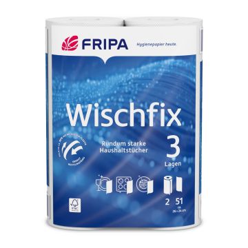 kuhinjske brisače v roli, 3-slojne 26 cm x 23,8 cm bela "Wischfix" 51 listov