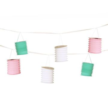 Deko girlanda 3,6 m bela/mint/roza "Pastel" z 8 lanternami