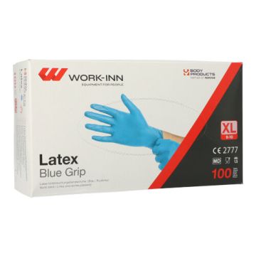 "WORK-INN" Lateks rokavice, brez pudra modra "Blue Grip" velikost XL