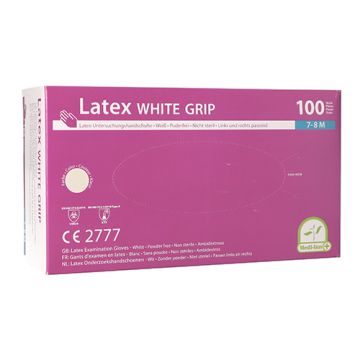"Medi-Inn" Lateks rokavice, brez pudra "White Grip" narava velikost M