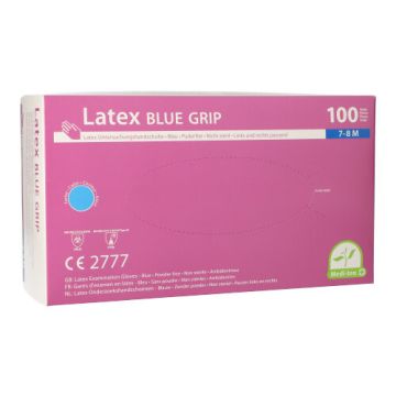 "Medi-Inn PS" Lateks rokavice, brez pudra modra "Blue Grip" velikost M