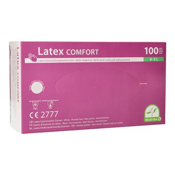 "Medi-Inn PS" Lateks rokavice, brez pudra "Comfort" weiss - natur velikost L