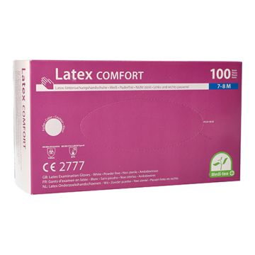 "Medi-Inn PS" Lateks rokavice, brez pudra "Comfort" weiss - natur velikost M
