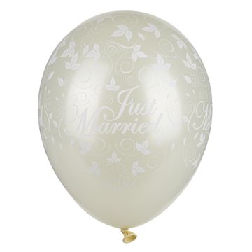 Baloni Ø 29 cm ivory "Just married" metallic