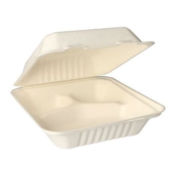 Menu škatle, sladkorni trs "pure" 3 razdelki 7,7 cm x 20 cm x 22 cm bela