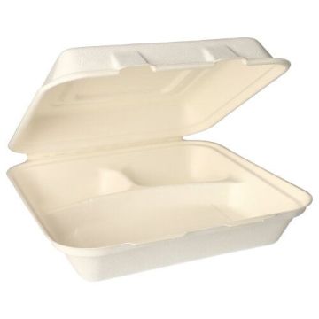 Menu škatle, sladkorni trs "pure" 3 razdelki 8 cm x 24 cm x 24 cm bela