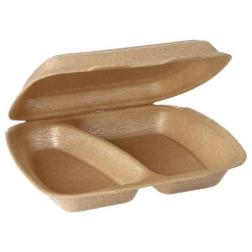 Menu škatle s pokrovom, XPP 2-razdelka 7 cm x 20,5 cm x 24 cm bež