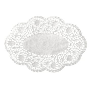 Podstavki čipke ovalne 18 cm x 13 cm bela