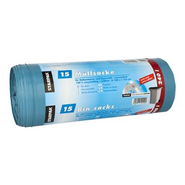 Vreče za smeti, LDPE 240 l 125 cm x 100 cm modra extra močne in posebej odporne na trganje