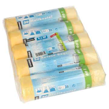 Vreče za smeti z zapiralno vrvico, HDPE 60 l 71 cm x 64 cm rumena