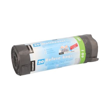 Vreče za smeti z zapiralno vrvico, LDPE 60 l 75 cm x 65 cm siva