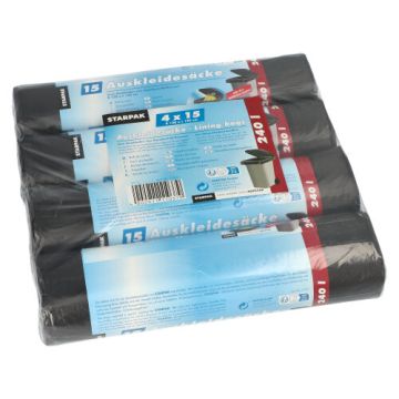 Vreče za koš za smeti 240 l 135 cm x 120 cm črna