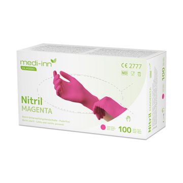 "Medi-Inn Classic" Nitril rokavice, brez pudra magenta "Nitril Magenta" velikost XL