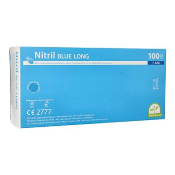 "Medi-Inn" Nitril rokavice, brez pudra "Long" modra velikost M