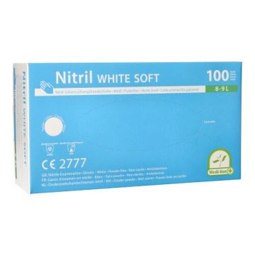 "Medi-Inn" Nitril rokavice, brez pudra "White Soft" bela velikost L