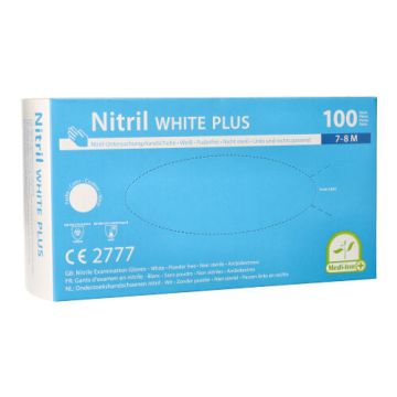 "Medi-Inn" Nitril rokavice, brez pudra "White Plus" bela velikost M