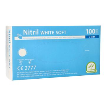 "Medi-Inn" Nitril rokavice, brez pudra "White Soft" bela velikost M