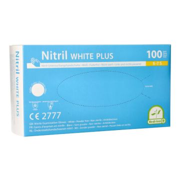 "Medi-Inn" Nitril rokavice, brez pudra "White Plus" bela velikost S