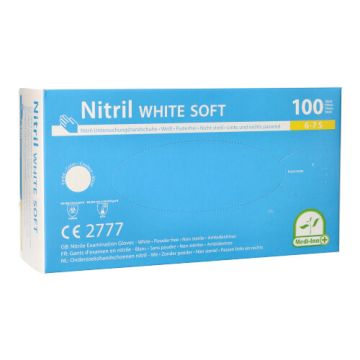 "Medi-Inn" Nitril rokavice, brez pudra "White Soft" bela velikost S