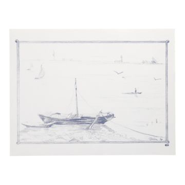 Pogrinjki, papir 30 cm x 40 cm bela "Rowing boat"