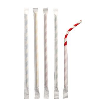 Slamice, pregibne, iz papirja Ø 6 mm · 20 cm sortirane barve "Stripes" posamično pakiranje
