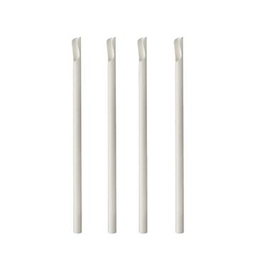 Slamice z žličko, papir "pure" Ø 8 mm · 20 cm bela