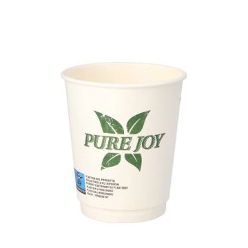 Papirnati lončki 0,2 l Ø 8 cm · 9 cm bela "Pure Joy" dvojna stena
