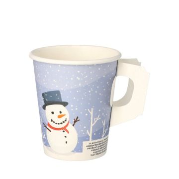 Lončki z ročajem, papir 0,2 l Ø 8 cm · 9,3 cm "Snowman"