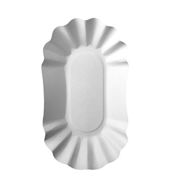 Skodele, papir "pure" ovalne 10,5 cm x 17,5 cm x 3 cm bela