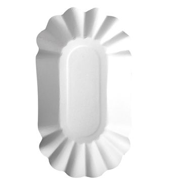 Skodele, papir "pure" ovalne 10,5 cm x 20 cm x 3,5 cm bela
