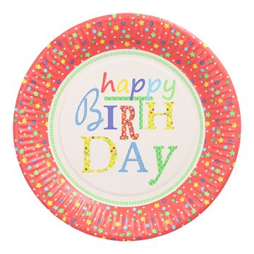Krožniki, papir okroglo Ø 23 cm "Happy Birthday"