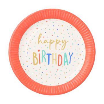 Krožniki, papir okroglo Ø 23 cm "Happy Birthday"