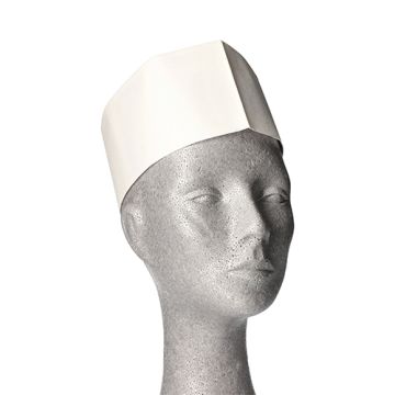 "WORK-INN/-PS" Kuharska kapa, krep papir 8,5 cm x 27,5 cm bela velikost 55-62