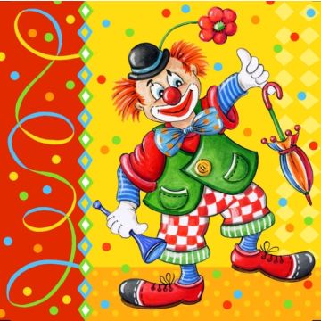 Serviete, 3-slojne zložene 1/4 33 cm x 33 cm "Clown"