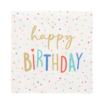 Serviete, 3-slojne zložene 1/4 33 cm x 33 cm "Happy Birthday"
