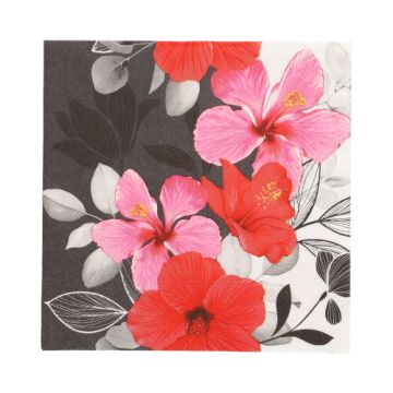 Serviete, 3-slojne zložene 1/4 33 cm x 33 cm "Hibiscus"